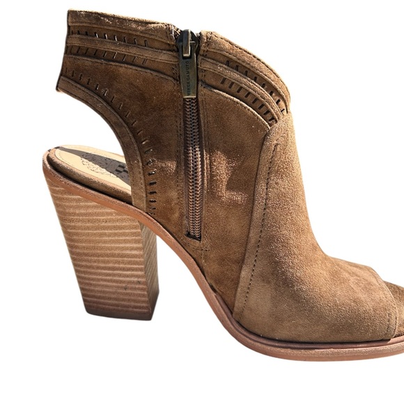 Vince Camuto Womens Shoe Koral Bootie 8.5 Tan Brown Suede Open Toe Ankle Boot - Picture 4 of 9